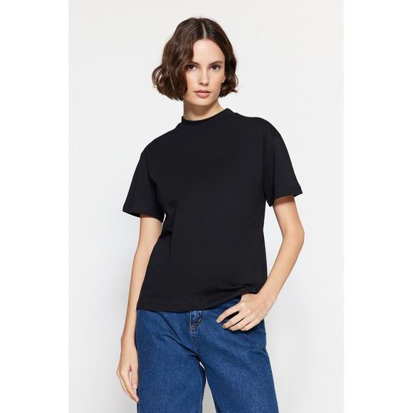NWT Trendyol Women Regular fit Standing collar Knit T-Shirt - Picture 7 of 13